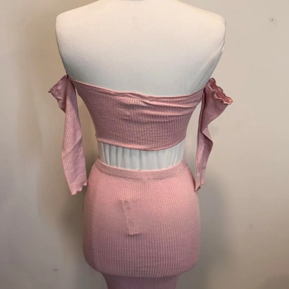 Pinkβ Ribbed 2-Piece Skirt Set πβ¨ - Picture 2 of 2